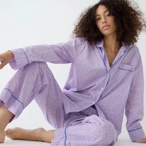 🌸NWT🌸J.CREW Long-sleeve Cotton Poplin PJ Set in mixed Ditsy floral Size Small